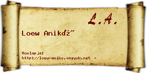 Loew Anikó névjegykártya